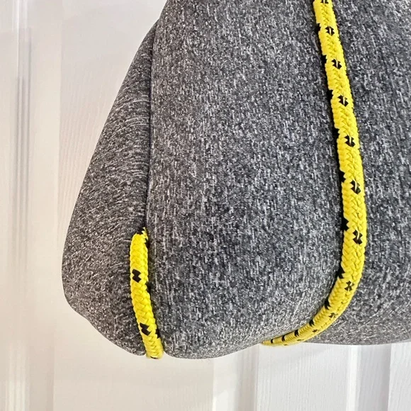 AH-DORNED ~ Large Gray Bag w/Yellow Racing Stripe Bungee Cord Style Handle - Picture 12 of 13